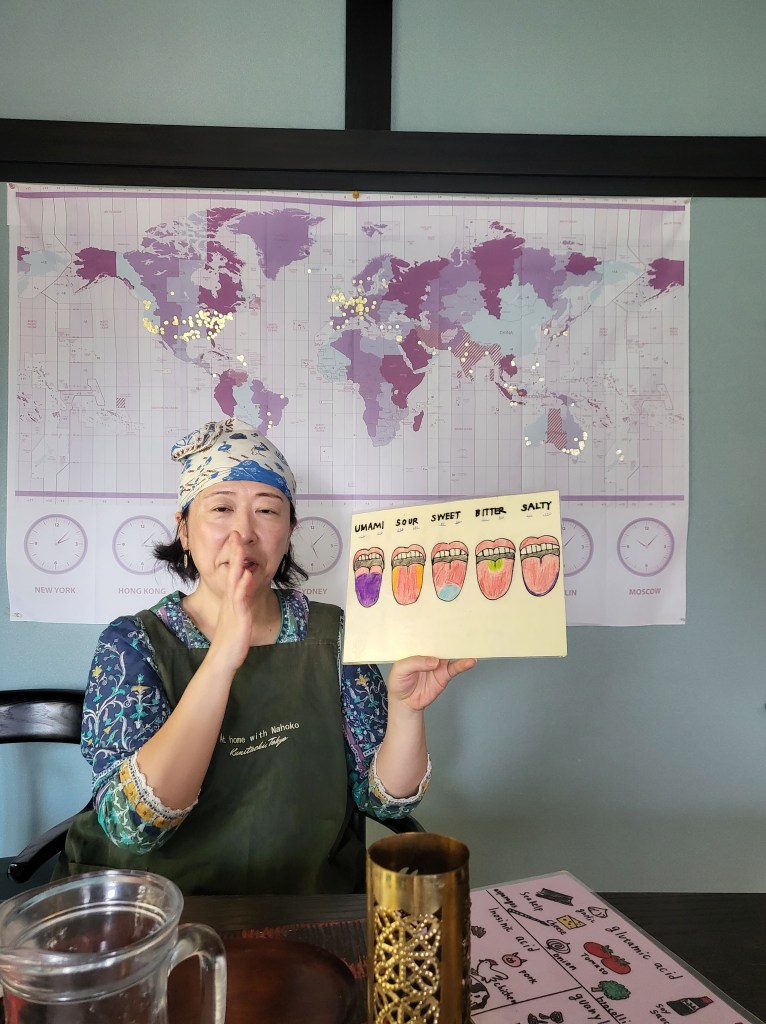 Comment est perçu l'umami par la langue. / 
EN: Drawings made by Nahoko to explain how we feel umami